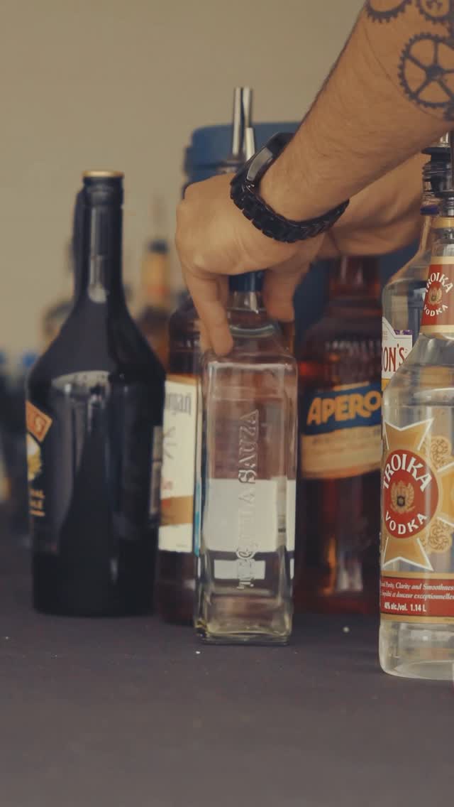 The bottle line on the bar at Lights Out
